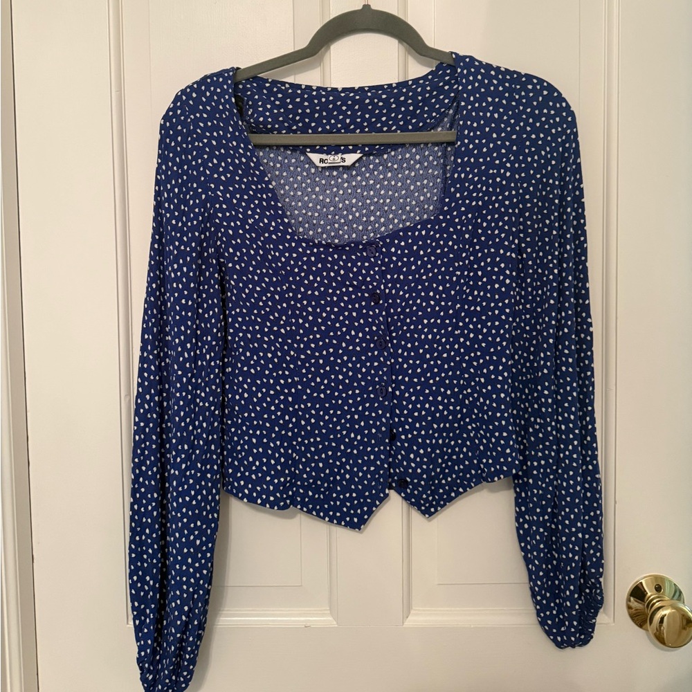 Rollos Blue Polka Dot Women's Top